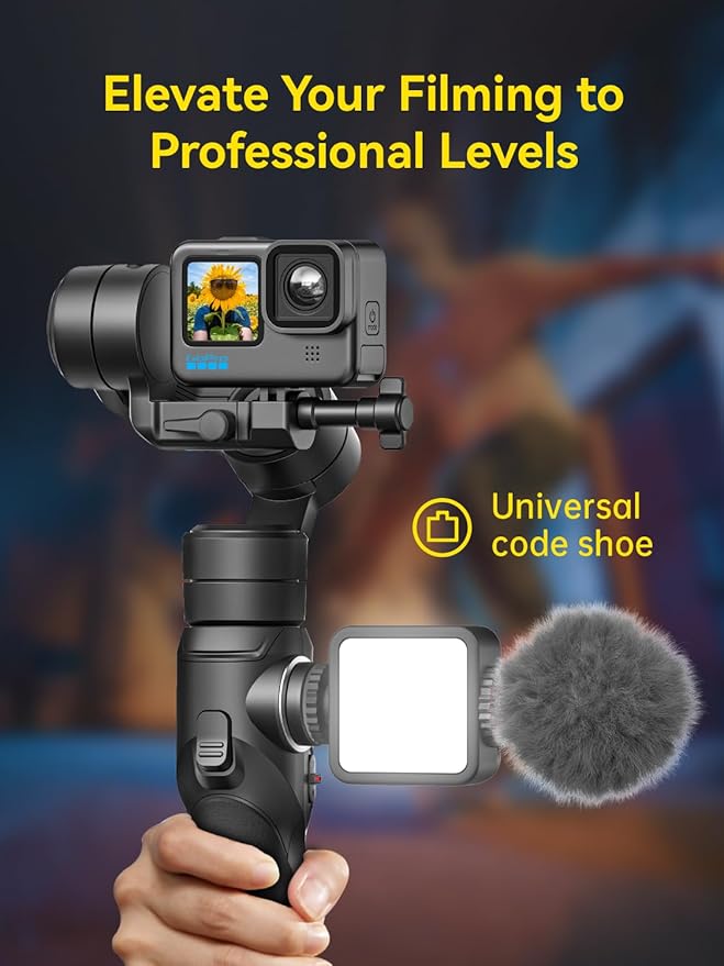 AOCHUAN Gimbal Stabilizer for Go Pro, Handheld Gimbal with 360° Rotation for Video Recording, 3-Axis Gimbal Stabilizer Compatible with Gopro Hero 12/11, Osmo Action, Insta360 ONE R,Sony RX0-Smart G1