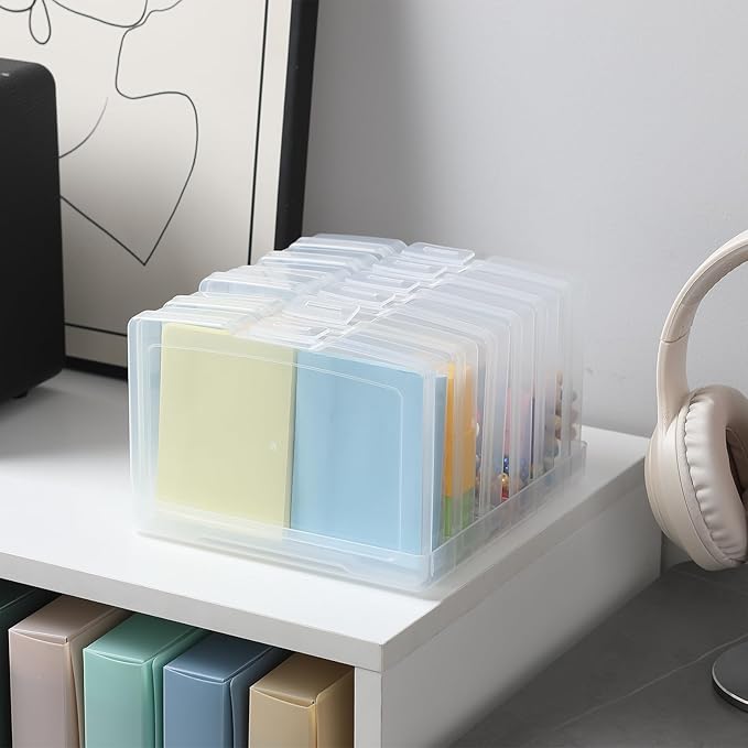 novelinks Transparent 4" x 6" Photo Storage Boxes, 6 Inner Photo Organizer Cases with Tray, Picture Storage Containers for 4x6 Prints, Craft & Memory Card Sorting Box (Clear 1Pack)