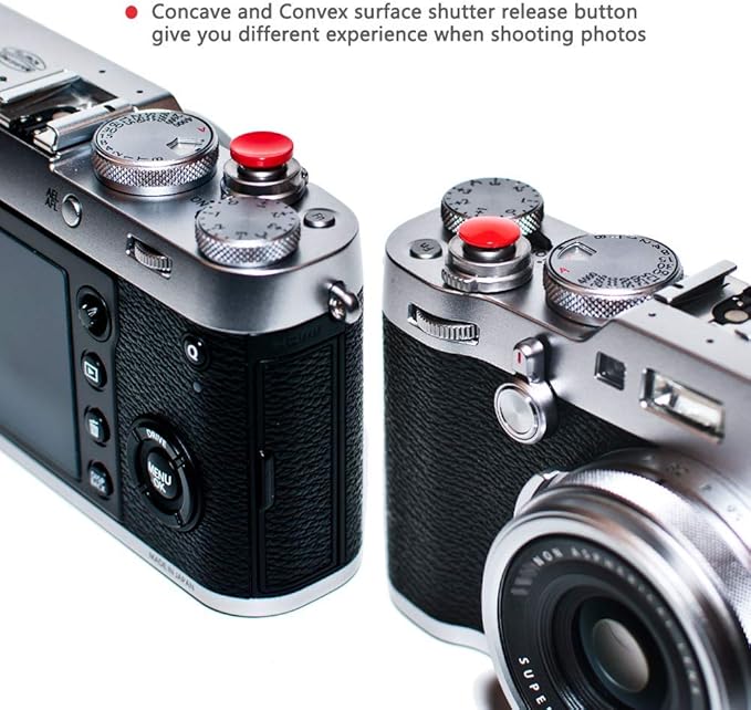 Red Metal Soft Shutter Release Button,Delicate Camera Shutter Button 11mm Concave 10mm Convex Surface(2 Pack)