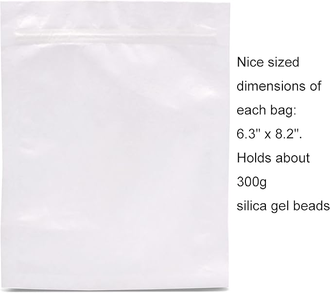 100 Packs Breathable Paper Bags, 6.3 by 8.2 Inch Resealable Nonwoven Ziplock Storage Bags, Sucn for Silica Gel Beads, Desiccant, Jewelry, Samples