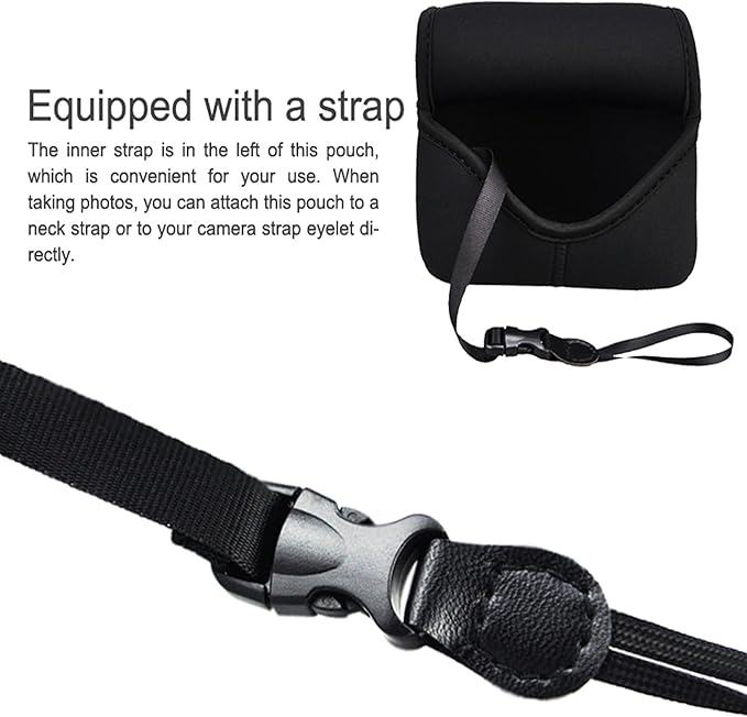 JJC Soft Neoprene Digital Camera Case Pouch Compact Bag Protector with Anti-Lost Inner Strap for Sony ZV-E10 A6500 A6400 A6300 A6100 A6000 A5500 A5100 with E 16-50mm Lens