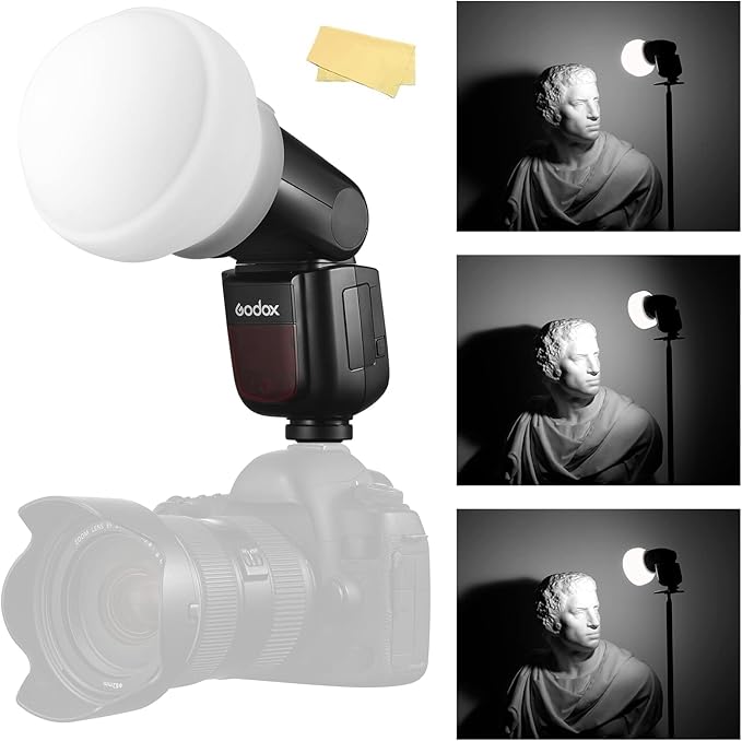 Godox AK-R22 Dome Diffuser, Flash Diffuser Modifier Compatible for Godox V1 Flash Series/AD100Pro Speedlite, Use with Godox H200R Round Flash Head for AD200/AD200Pro Monolight