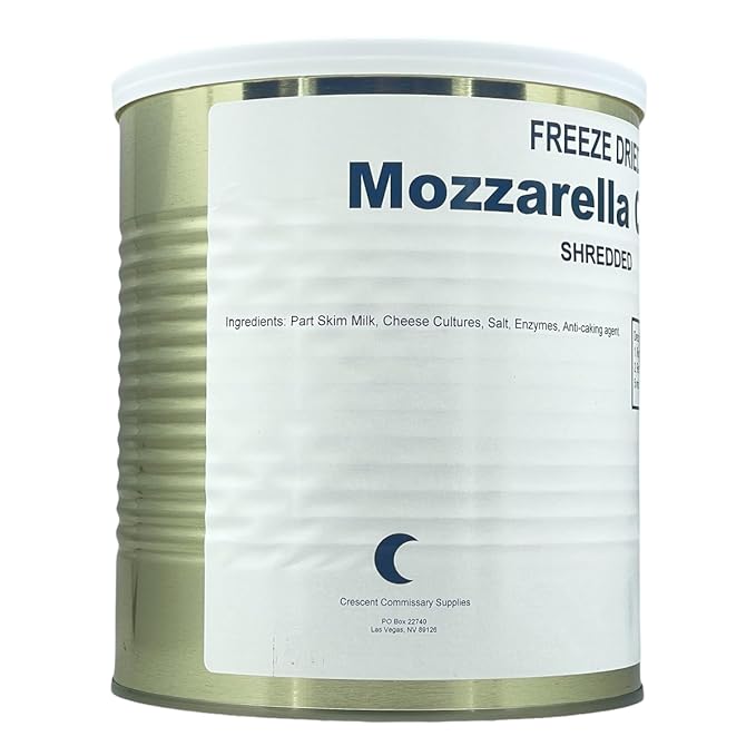 Military Surplus Freeze Dried Shredded Mozzarella Cheese – #10 Can – 32 oz – 25+ Year Shelf Life – Emergency Survival Food – Long-Term Storage – High Calcium – Ready to Use – Made in USA Pack of 1