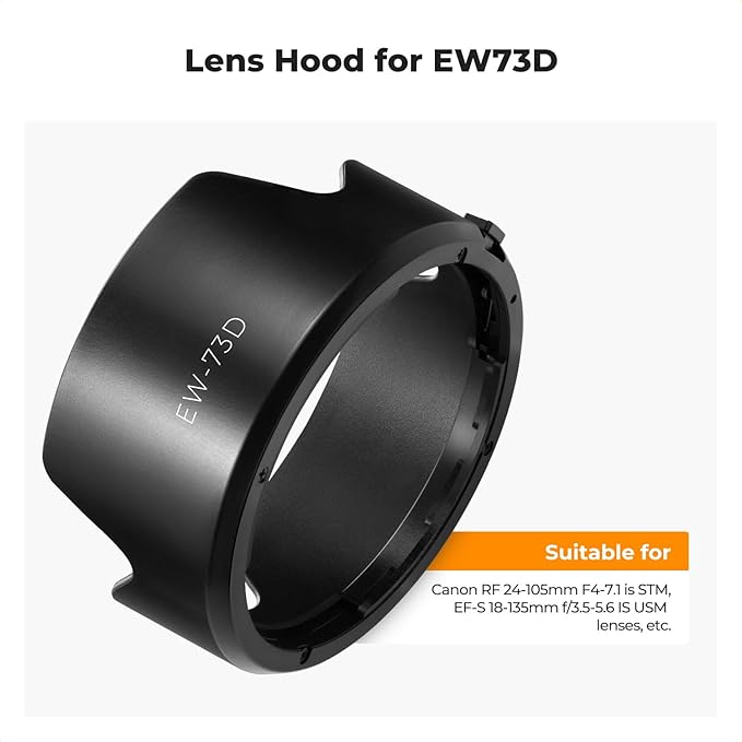 K&F CONCEPT Lens Hood Compatible with Canon RF 24-105mm F4-7.1 is STM,EF-S 18-135mm f/3.5-5.6 is USM Lens, Reversible Snap on Camera Lens Shade Replacement of EW-73D Hood