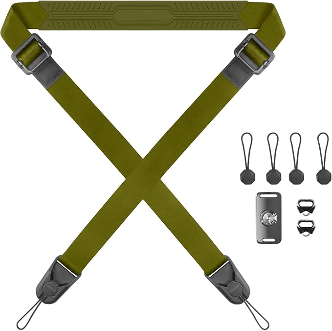 Adjustable Camera Strap, Universal Camera Strap with Quick Release and Connection, Comes with Comfortable Silicone Shoulder Pads and Base, Smooth and Sturdy, Strap Width 1''(2.5cm Green)