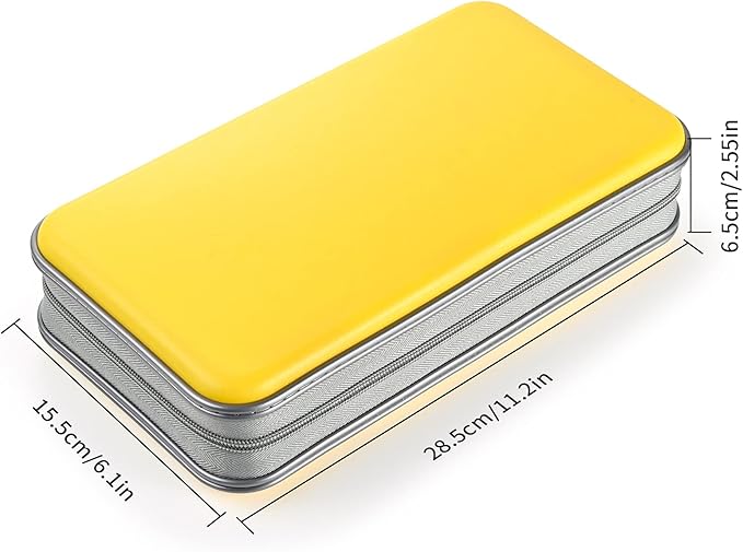 UENTIP 96 Capacity CD Case,Portable DVD Hard Plastic Case Holder CD Organizer Wallet Protective DVD Storage (96, Yellow)