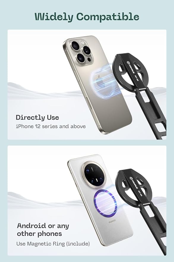 FANAUE Magnetic Tripod Mount - 360° Adjustable Aluminum Stand, Portable Foldable Design, Strong Magnetic Compatible Holder for iPhone, iPad, Smartphones, Vlogging, and Content Creation
