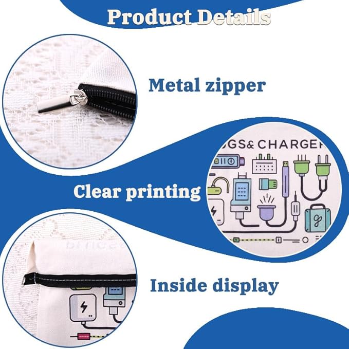 Charger Cosmetic Makeup Bags Travel Toiletry Bag Charging Cable Organiser Bag Chargers Makeup Pouch for Purse Charger Cables Storage Bags Travel Accessories for Women Birthday Christmas Gifts