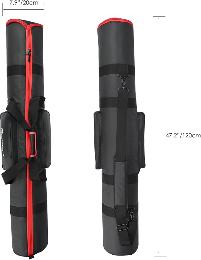 MagicLine Tripod Carrying Case Bag 47.2x7.9x7.9inch, with 2 Outer Pockets+1 Inner Pocket+3 Inner Compartments, Padded Carry Case for Light Stands,Mic Stands,Tripods,Monopods