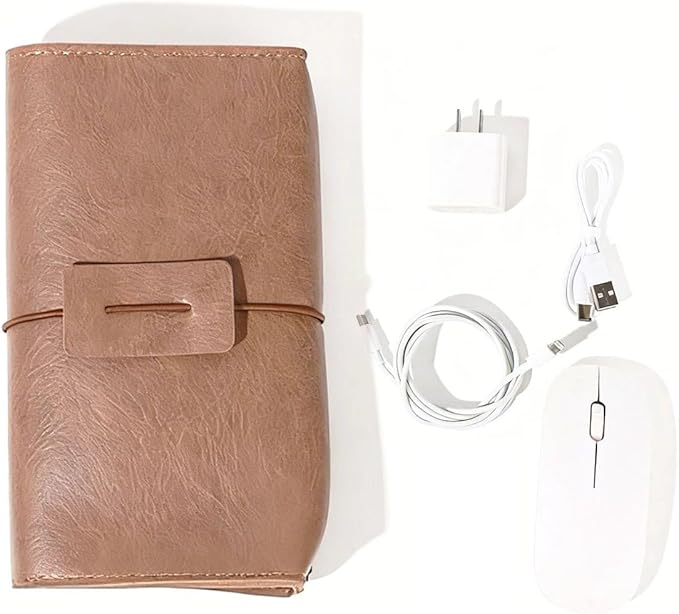 Vintage leather Electronic organizer travel case,cord organizer travel, Leather charger shortage for essentials mouse, adapter, cables (brown with elastic band)
