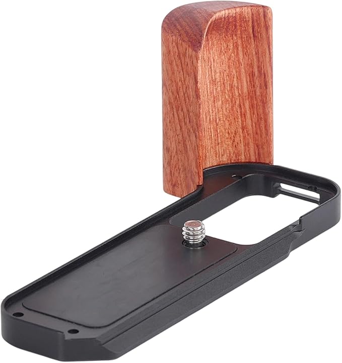 Camera Quick Release Plate Wooden Handle L-Bracket with Cold Shoe Adapter for Compact Digital Camera Tripod Tripod Mounting