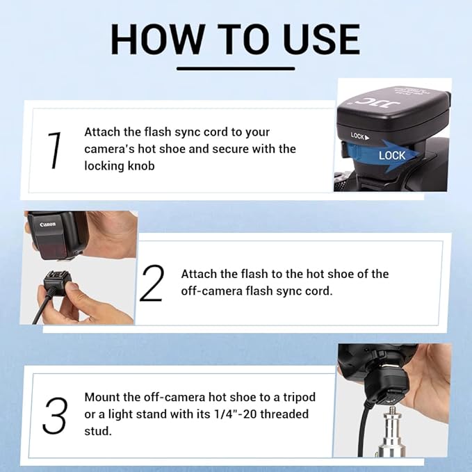 Flash TTL Cord JJC Off-Camera Flash Hot Shoe Cord for Canon R5 R6 RP R T8i T7 T7i T6 T6i T6s T5 T5i SL3 SL2 90D 80D 77D 6D Mark II 5D Mark IV M50 M6,etc Replaces Canon OC-E3 Cord -1.3m