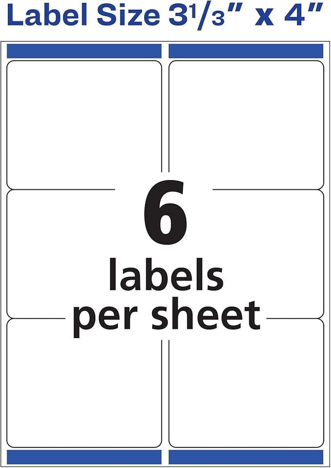 Avery Printable Shipping Labels with Sure Feed, 3-1/3" x 4", White, 60 Blank Mailing Labels (15264) (Pack of 2)