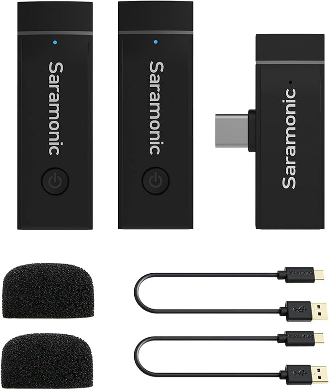 Saramonic Wireless Lavalier Microphone for Android USB-C Phone Plug Play Type-C Mic for iPhone 15 Noise Cancellation Compact Cordless Clip on Mic for Video Recording Live Streaming Interview