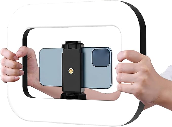 Smartphone Video Rig with Light, LED Selfie Light, 2500K to 8500K Brightness Adjustable, Phone Video Stabilizer, Ideal for Camera, Smartphone, Vlogging, Makeup & Filmmaking