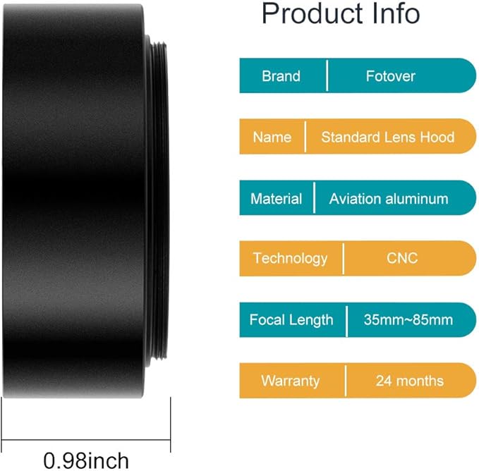 52mm Metal Standard Screw-in Standard Lens Hood Sunshade with Centre Pinch Lens Cap for Canon Nikon Sony Pentax Olympus Fuji Sumsung Leica Camera +Cleaning Cloth