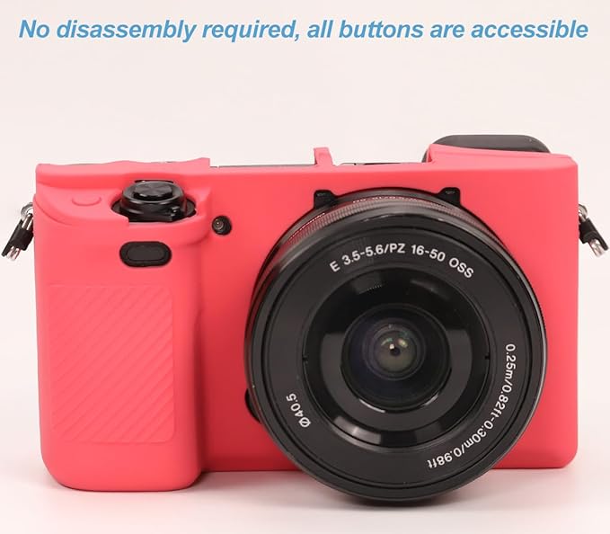 Pocoukate Case for Sony Alpha A6400, A6300, Camera, Soft Silicone Protective Cover Skin with Screen Protector Accessories for Sony Alpha A6400 / 6300 Digital Camera Silicone Case - Rose