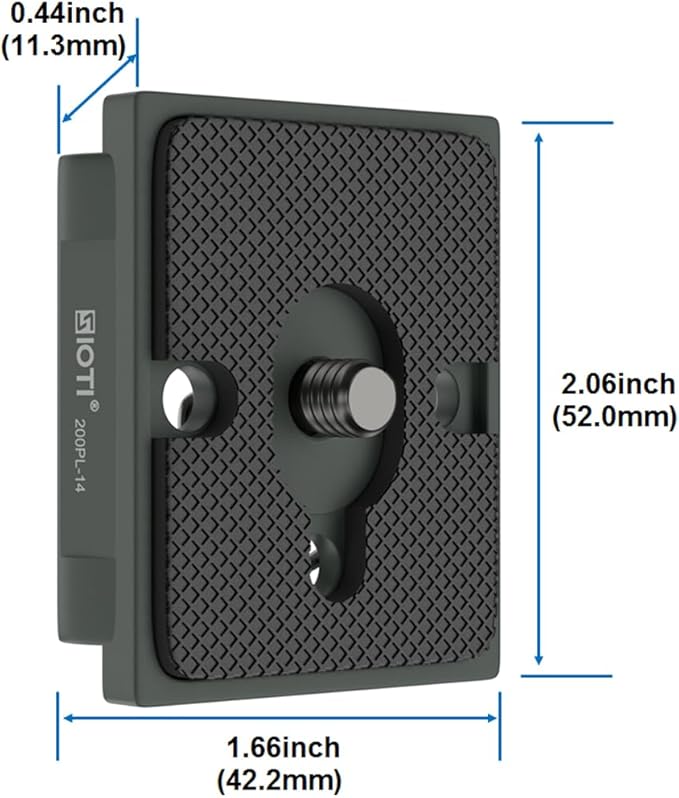 SIOTI 200PL-14 Quick Release Plate to RC/RC2/XPRO, 200PL-14 QR, Compatible for Manfr0tt0 Tripods Head with RC/RC2/XPRO Rapid Connect System (Gray)