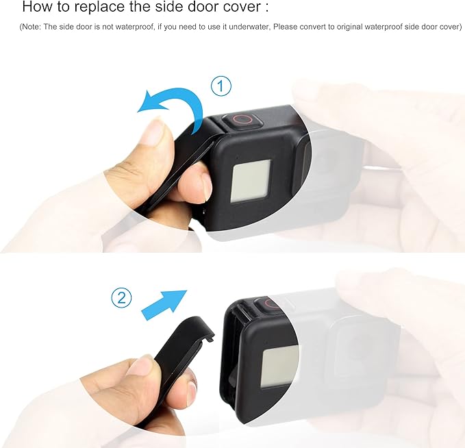 SOONSUN Aluminum Side Door Cover for GoPro Hero 8 Black Removable Replacement Battery Door Cover with Type-C Port for GoPro Hero8 Black, Charging Without Removing Battery Door