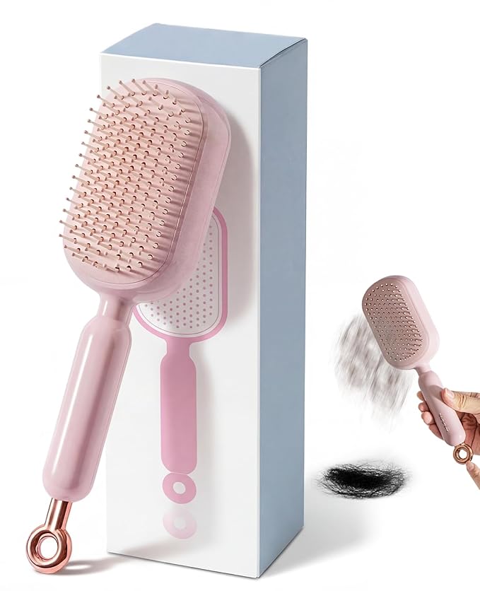 Retractable Self Cleaning Hair Brush for Women, Cleaning Portable Anti-Static Cushion Massage Hairbrush Comb