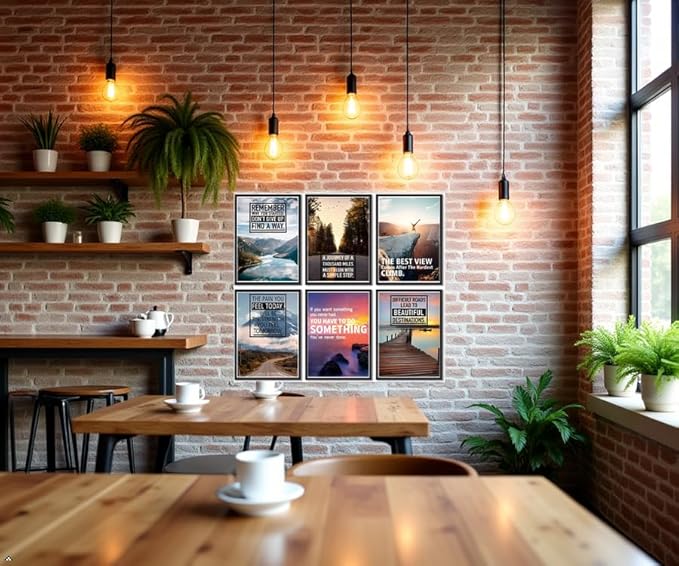 Zhfmoir Motivational Wall Art Posters Set of 6, Inspirational Quotes Canvas Prints Mountain Nature Landscape Wall Decor for Office Classroom Gym Bedroom Home Decor 8x10 Unframed