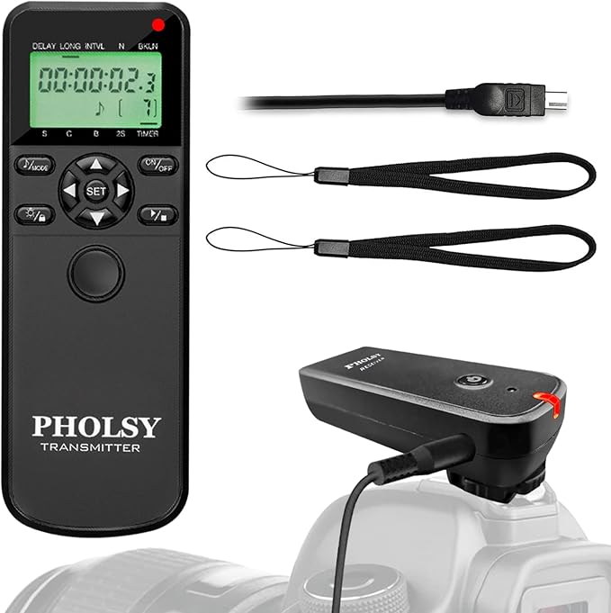 PHOLSY Timer Remote for Nikon Remote Shutter Release N10 Wireless Remote Control Compatible with Nikon Z5, Z7 II, Z6 II, D750, D780, D7500, D7200, D7000, D5600, D5500, D5300, D90, P1000, P7700, P7800