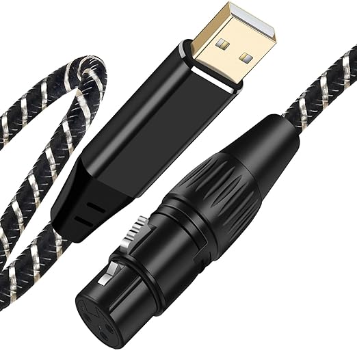 USB Microphone Cable,XLR to USB Cable 16Ft,XLR Female to US-B Mic Link Converter Cable for Microphones or Recording Karaoke Sing