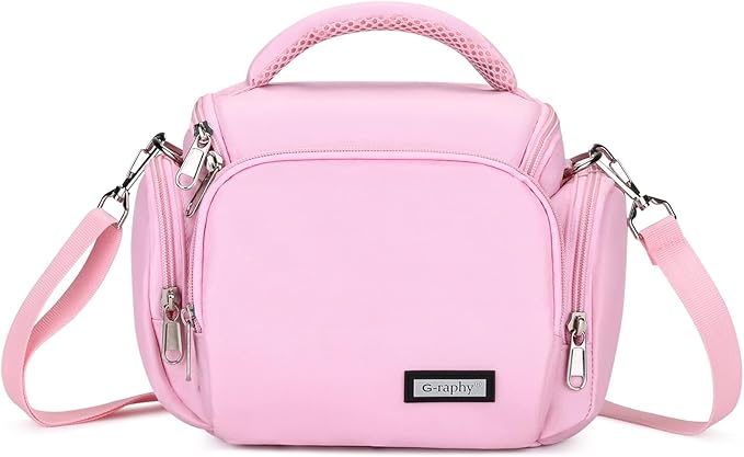 G-raphy Camera Bag Case Pink Small Photography Bags DSLR SLR MIRRORLESS BAG with Removal Straps