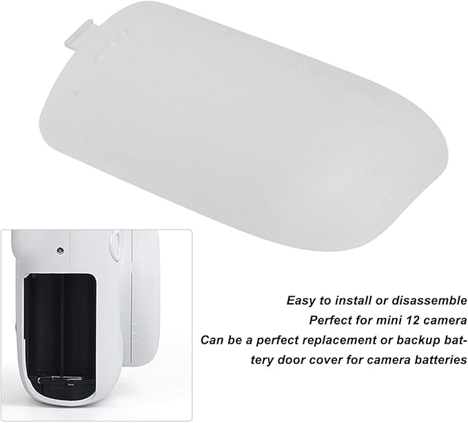 Battery Cover Replacement for Mini 12 Instant Camera, Lightweight Battery Side Cover Accessories, Camera Case (White)
