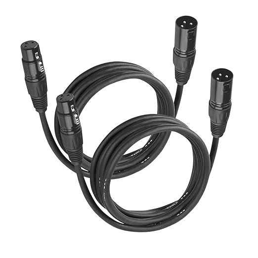 XLR Cables, DMX Cable Male to Female (2Pack), XLR Microphone Cable 10ft/3m Wire Extension Connectors, Light DMX Terminator 3 Pin Connector for Stage Lights DMX Signal Connection