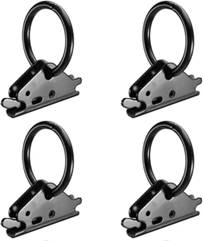 Cargo Steel E-Ring Tie Down Hooks 4PCS E Track O-Ring Anchors - Tie Down Accessories (Trailers/Trucks) for E-Track Rail/Single System