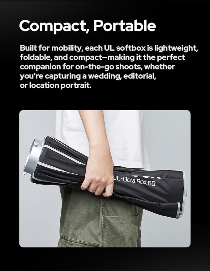 Godox Softbox Godox Octa-120 Bowens Mount Octagonal Softbox, 47Inch/120Cm Quick Release SOFTBOX, with Diffusers/Grip/Diffuser Plate,Compatible with GODOX/Aputure/SMALLRIG/Neewer(UL-Octa Box 120)