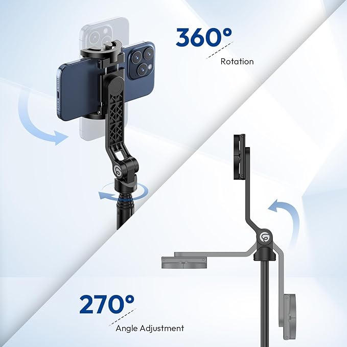 ULANZI TT88 Magnetic Tripod for iPhone 17, 57" Extendable Selfie Stick w Remote, 2-in-1 Phone Clip & Dual Cold Shoe Mounts-Lightweight Phone Tripod Stand for Vlogging, Travel, Video Recording, Black