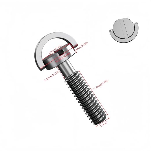 4 Pack Stainless Steel D-Ring 1/4-20 Tripod Screw Adapter, Camera Fixing Screws, Quick Release Mounting Screw Adapter for Camcorder Tripod