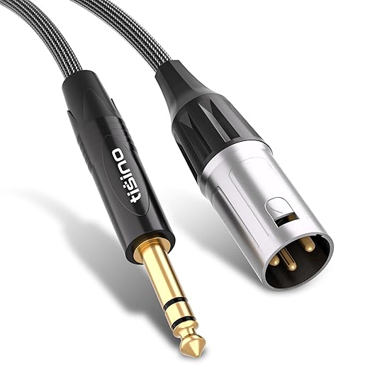 Tisino 1/4" to XLR Cable, 6.35mm TRS to XLR Male Nylon Braid Quarter inch TRS to XLR Male Balanced Interconnect Microphone Cord Patch Cable - 3.3ft