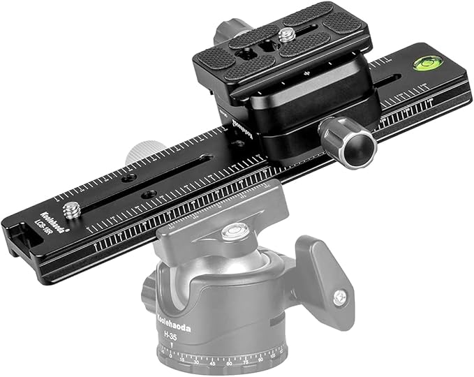 Koolehaoda 180mm Rail Nodal Slide Metal Quick Release Clamp,Dual Dovetail Camera Bracket Mount with Double-Sided Clamp can be Rotated 90°, for Camera with Arca Swiss Compatible(LCB-18R)