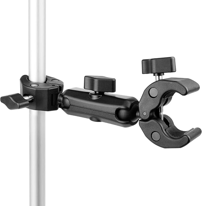 GEPULY Umbrella Clamp for Chair 5.5lb Load, 20-50mm Double Super Camera Mount, Aluminum Magic Arm Dual Ball Head Heavy Duty for Handlebar/Tripod/Stroller Wheelchair/Desk/Pole/Cross Bar/Motorcycle