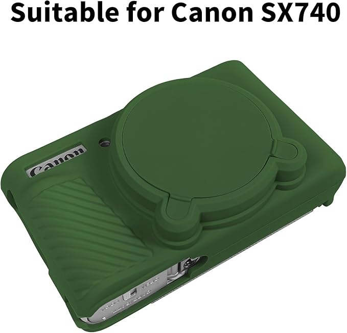 SX740 Camera Case, SX740 Camera Cover Silicone Sleeve Protective Case with Removable Lens Cover, Anti-Scratch Soft Camera Body Skin for Canon PowerShot SX740/SX730 HS Digital Camera,Green
