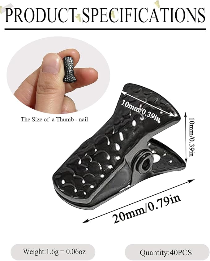 40 Pack Mini Alligator Clips with Steel Core & Non-Slip Silicone| Multipurpose Clips for Delicates, DIY Crafts, Office & Home(Deep Black+Black)