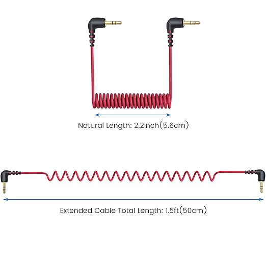 2-Pack 3.5mm Microphone Cable Compatible with Rode Wireless Pro / Wireless Go 2 / DJI Mic 2 and Hollyland Lark M1 M2 150 Max Duo, Coiled Dual 3.5mm TRS Patch Cable Audio Mic Cord for DSLR Cameras
