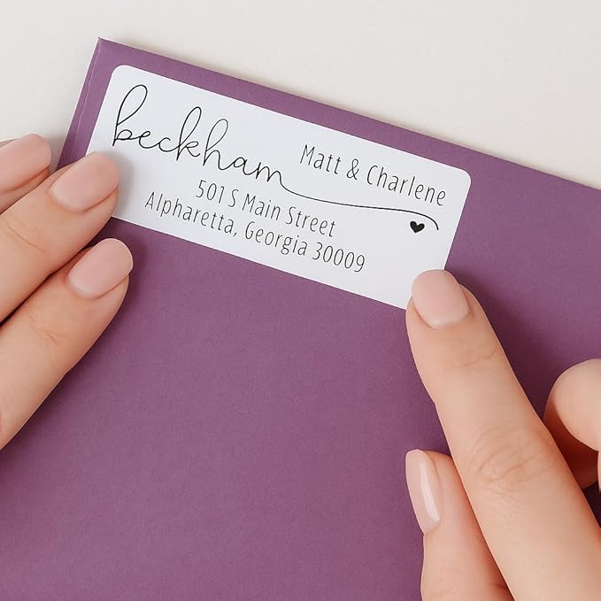 White Address Labels - Personalized Return Address Labels, Mailing and Shipping Labels for Envelopes, Packages, Business, Home by PrettySweetParty (1000, Heart)