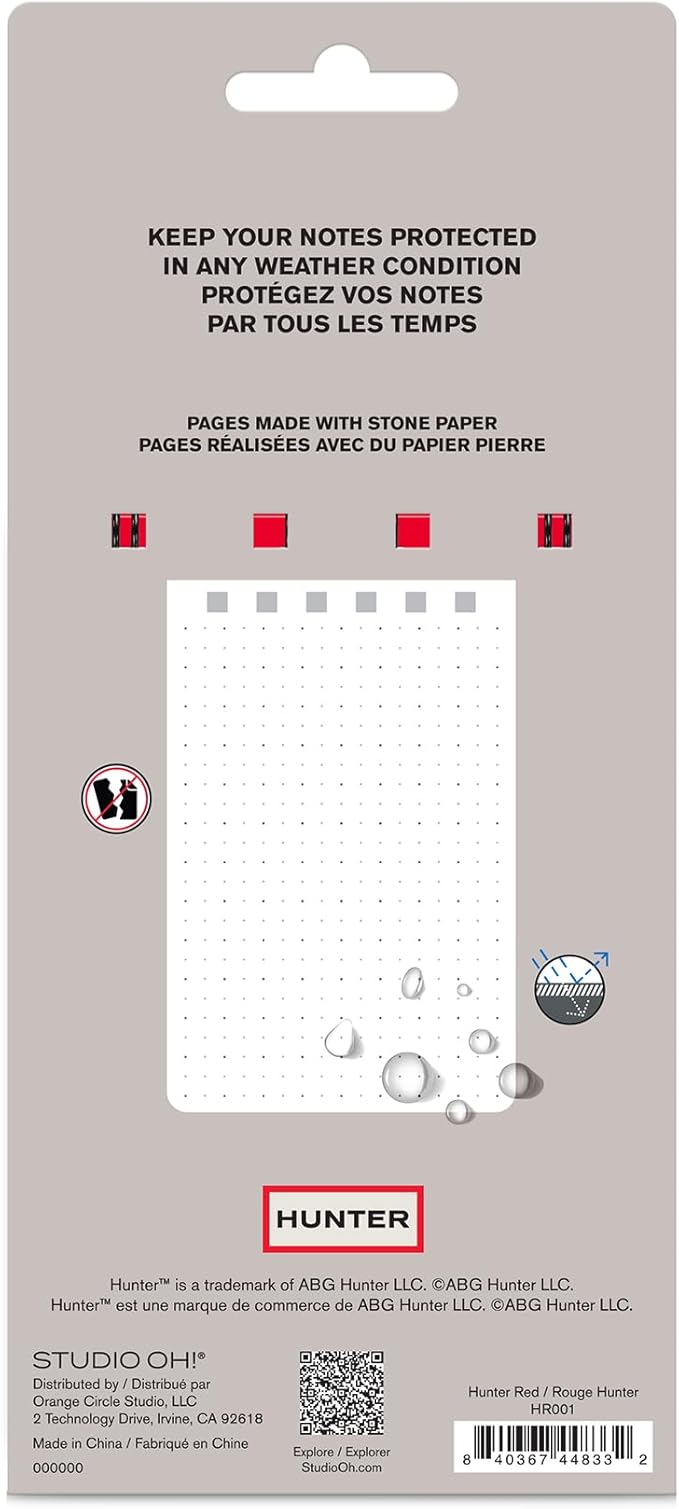 Hunter - All Weather Field Book, 5.75” X 3.6” 128 Pg Outdoor Notebook With Elastic Band to Protect Notes, Pocket Journal With Dot Grid Stone Paper for Surveying, Water & Tear Resistant, Hunter Red