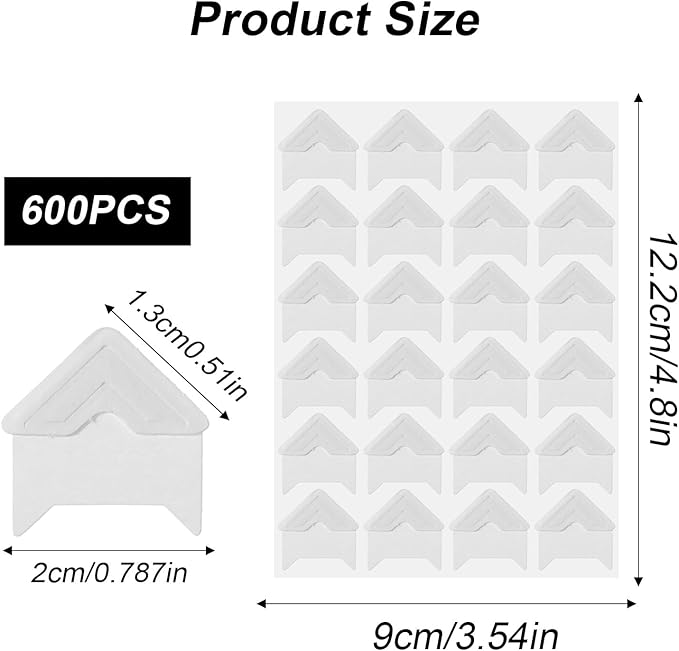 Guduling 600pcs Scrapbook Photo Corners, Self-Adhesive Photo Corner Stickers, White Picture Corners for Photos, Photos Album, DIY Scrapbook Stickers, Memory Books, Diaries