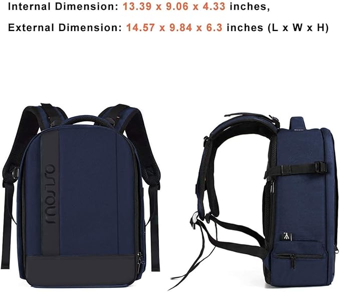 MOSISO Camera Backpack,DSLR/SLR/Mirrorless Photography Backpack Buffer Padded Shockproof Camera Bag with Customized Modular Inserts&Tripod Holder Compatible with Canon,Nikon,Sony etc, Navy Blue
