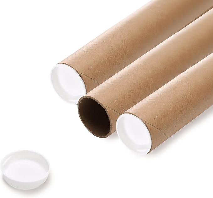 The Boxery Brown/Kraft Shipping, Storage, Posters, Arts, Crafts, Documents, Mailing Tubes s 2 inch x 15 inch - 50 PACK, Made in the USA, Reusable and Recyclable