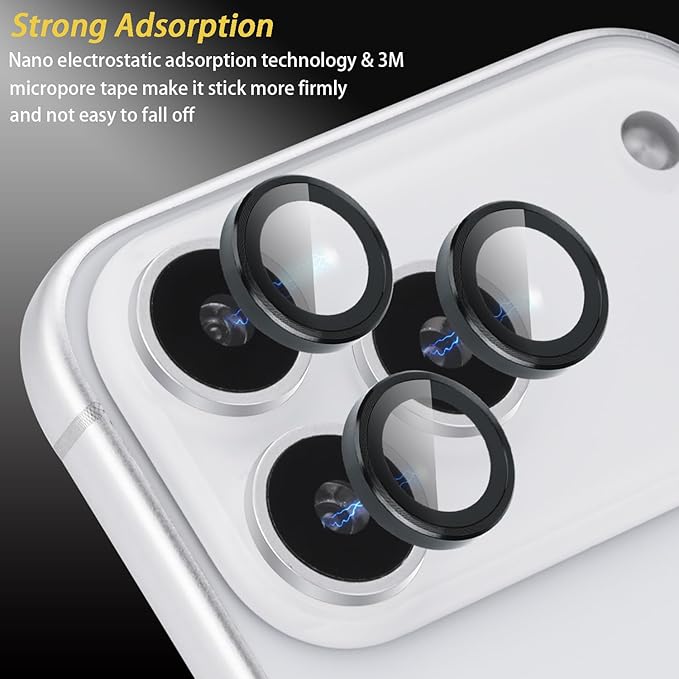 Camera Lens Protector for iPhone 17 Pro/17 Pro Max, Aluminum Alloy Tempered Glass Lens Protector with Installation Frame Fits for iPhone 17 Pro/17 Pro Max (Black)