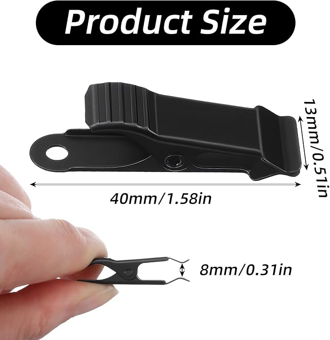 Classicseali 20PCS Metal Black Mini Clamps, Metal Clip Hooks for Hanging, Black Clips with Hooks, for Wires, Photo, Snacks, Paper, Christmas DIY Decoration, 1.58 X 0.5 In