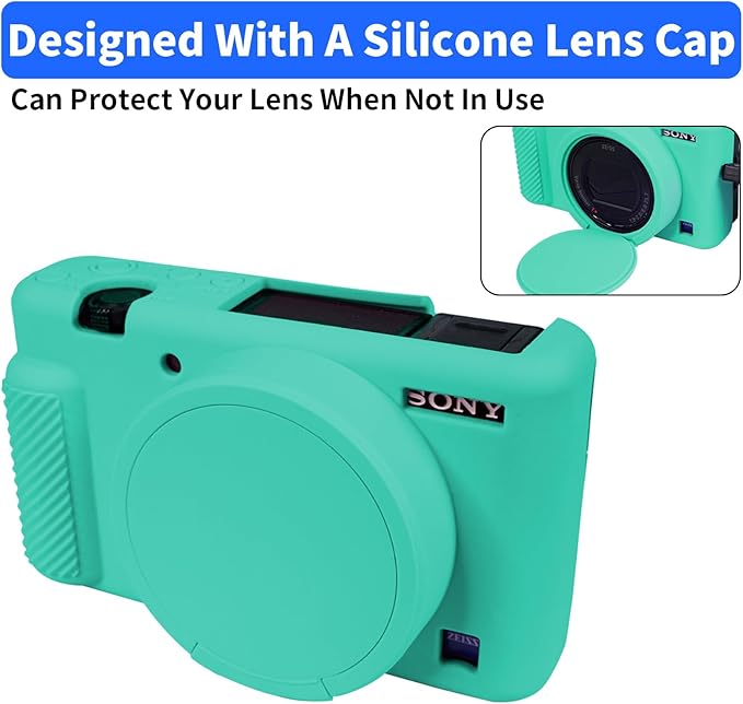 Camera Case for Sony ZV-1, ZV1 Camera Cover Silicone Camera Sleeve Body Skin Protective Case with Removable Lens Cap for Sony ZV 1 Digital Camera, Green
