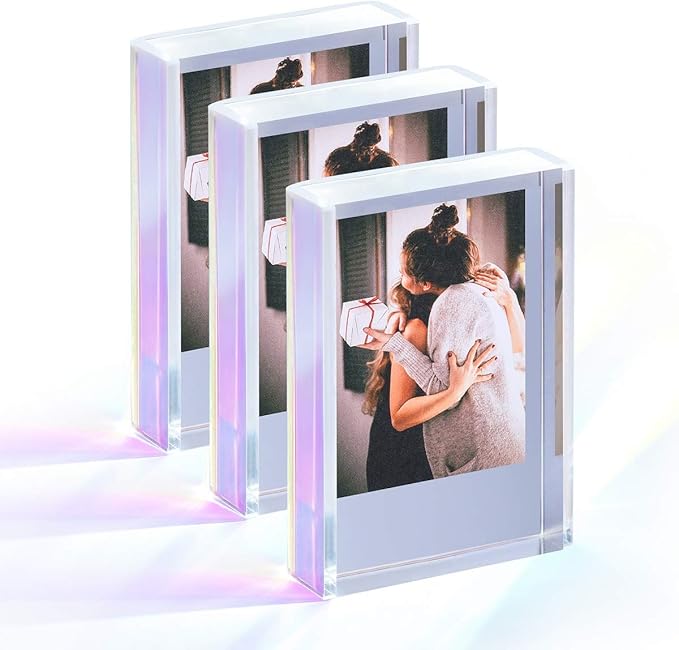 Phattopa Instax Mini Film Photo Frames 2x3, Iridescent Acrylic Picture Frames, 3 Pack