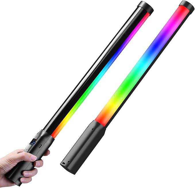 Ulanzi VL119 RGB LED Light Wand, 360°RGB Video Wand Stick for Photography, 2600mAh Built-in Rechargable Cube Light， 2500-9000K Dimmable Camera Light w LCD